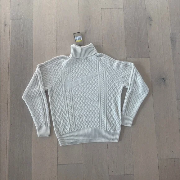 Nike Life Men's Cream Cable Knit Turtleneck Sweater Size Small - FB7770-072 - Picture 5 of 12